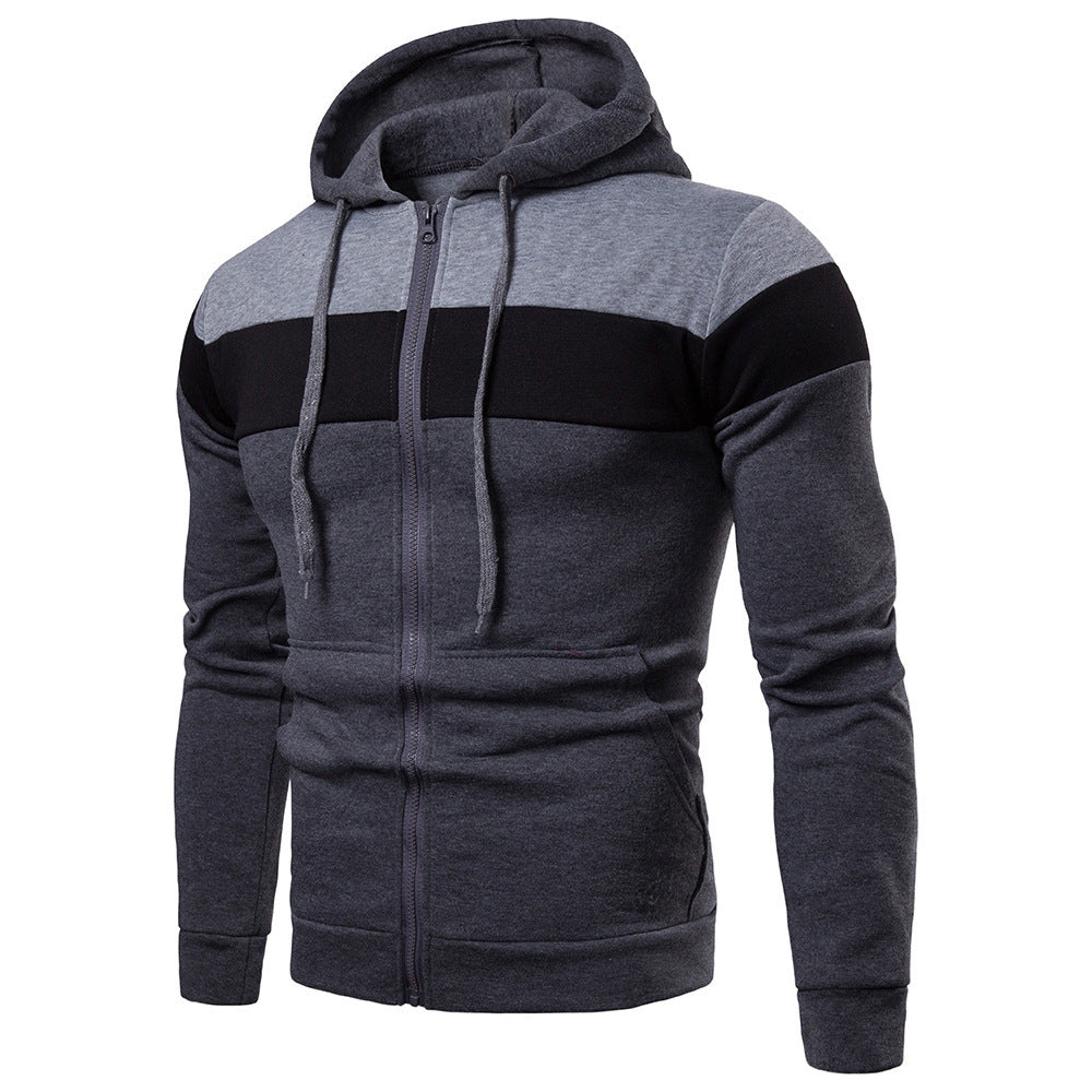 Herren Sportjacke Farbblock Design Kapuze