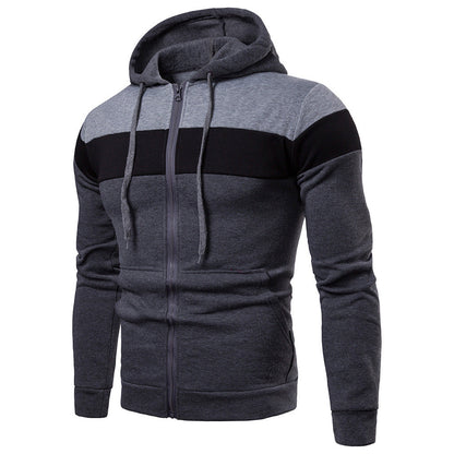 Herren Sportjacke Farbblock Design Kapuze