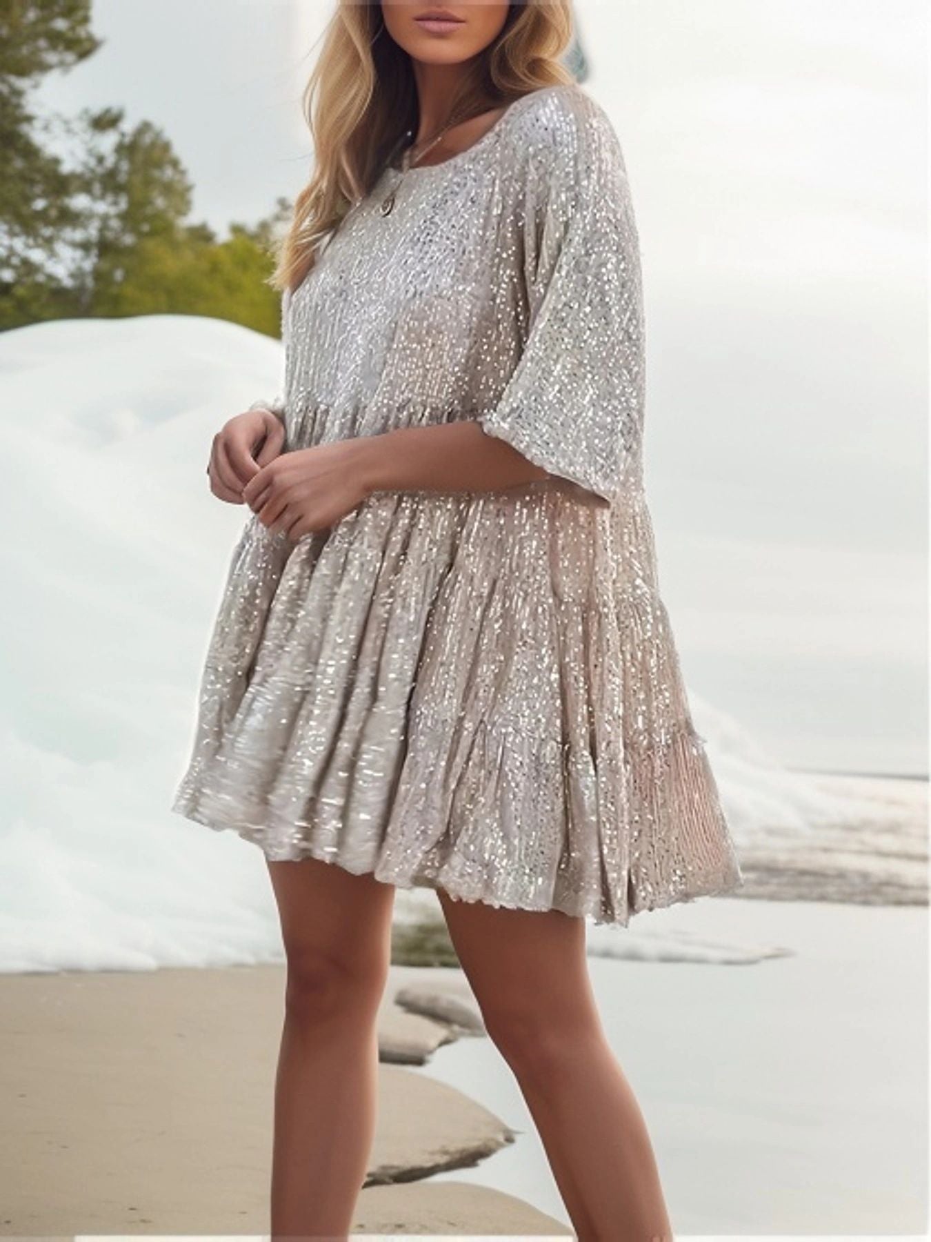 Damenpartykleid Glitzer Pailletten Minikleid