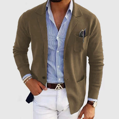 Herren Strickblazer Elegant Mit Praktischen Taschen