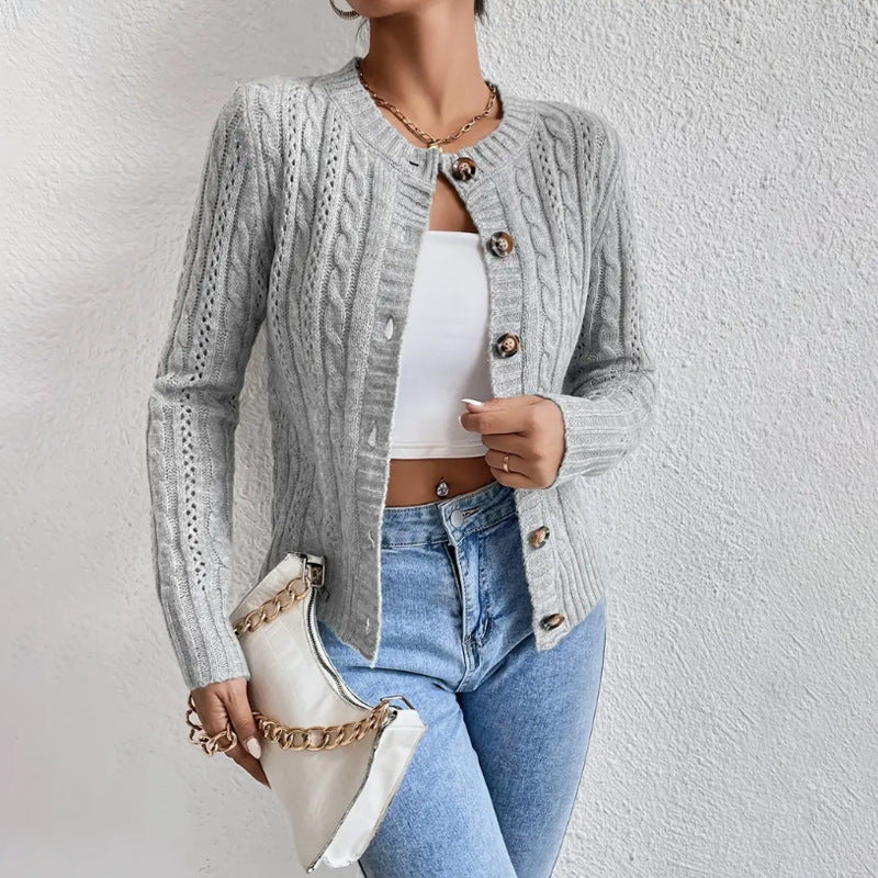 Damen Strickjacke Modern Kurz Gerippt - IdealeKleiden
