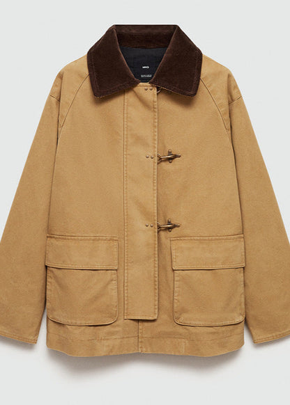 Herren Canvas Jacke Corduroy Kragen