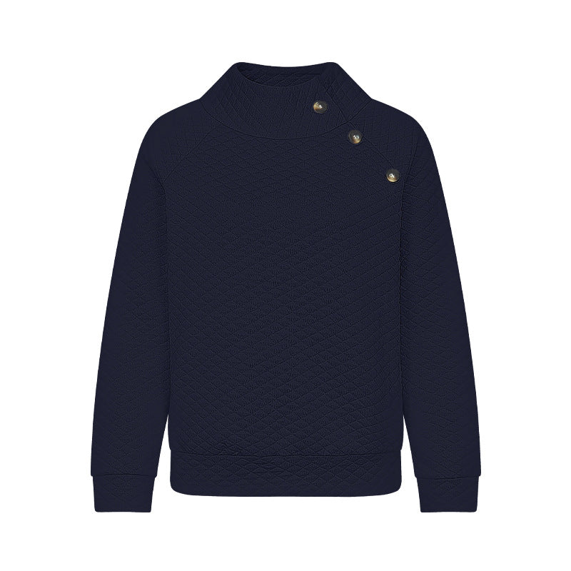 Damen Stepp-Pullover Modern Chic Knöpfe