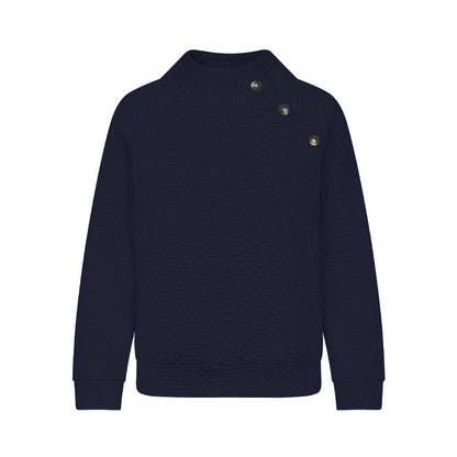 Damen Stepp-Pullover Modern Chic Knöpfe
