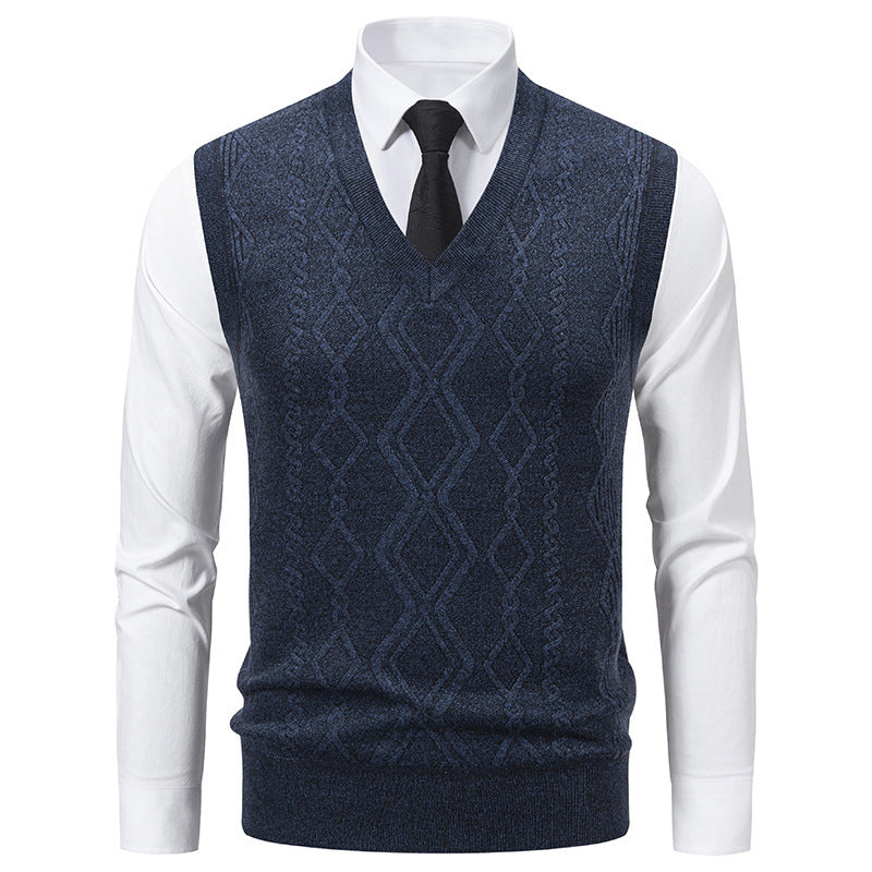 Herren Strickpullover V-Ausschnitt Struktur Optik