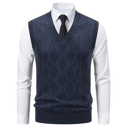Herren Strickpullover V-Ausschnitt Struktur Optik