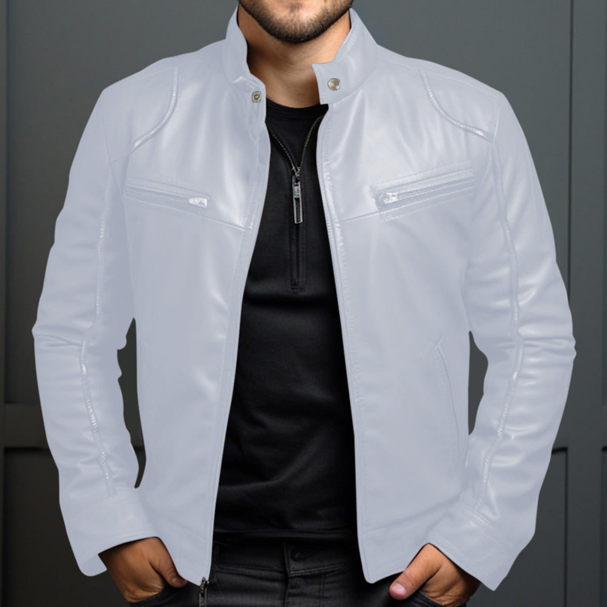 Lederjacke Herren Stylish Bikerjacke