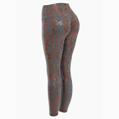 Damen Sportleggings Schlangenmuster Hochwand