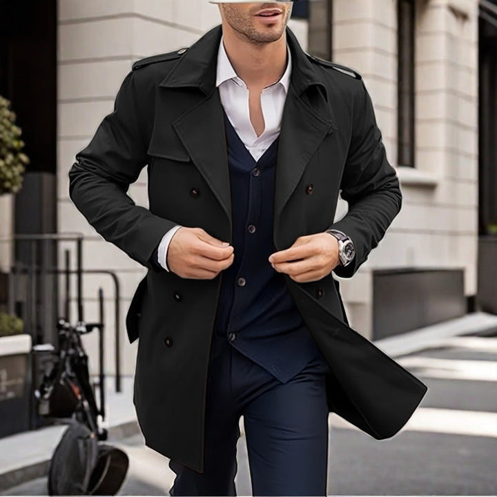 Herren Trenchcoat Klassisch Schnitt Mit Taschen