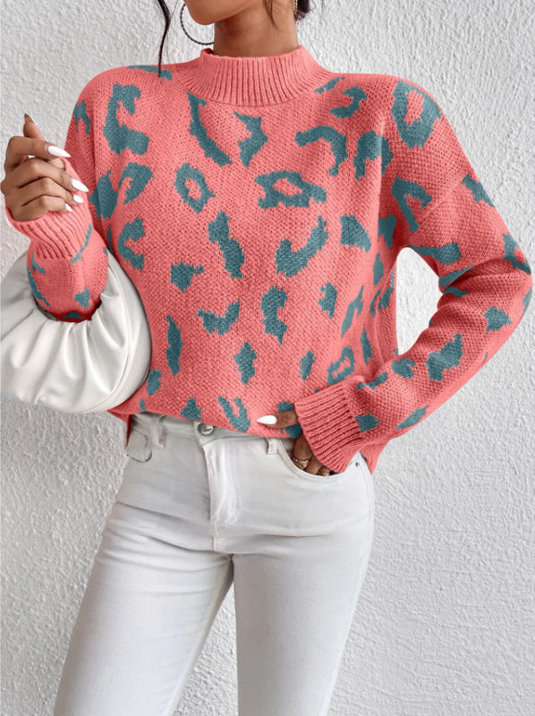 Damen Pullover Tiermuster Bequem Elegant