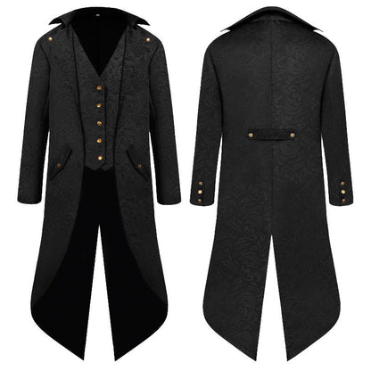 Damen Viktorianischer Mantel Elegant Musterung Kunstleder - IdealeKleiden