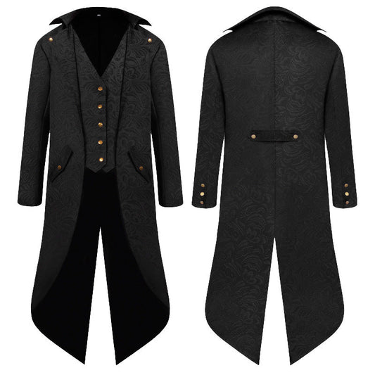 Damen Viktorianischer Mantel Elegant Musterung Kunstleder - IdealeKleiden