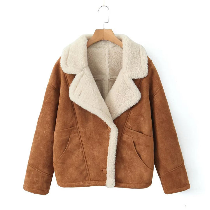 Damen Winterjacke Oversized Plüschmantel Modern