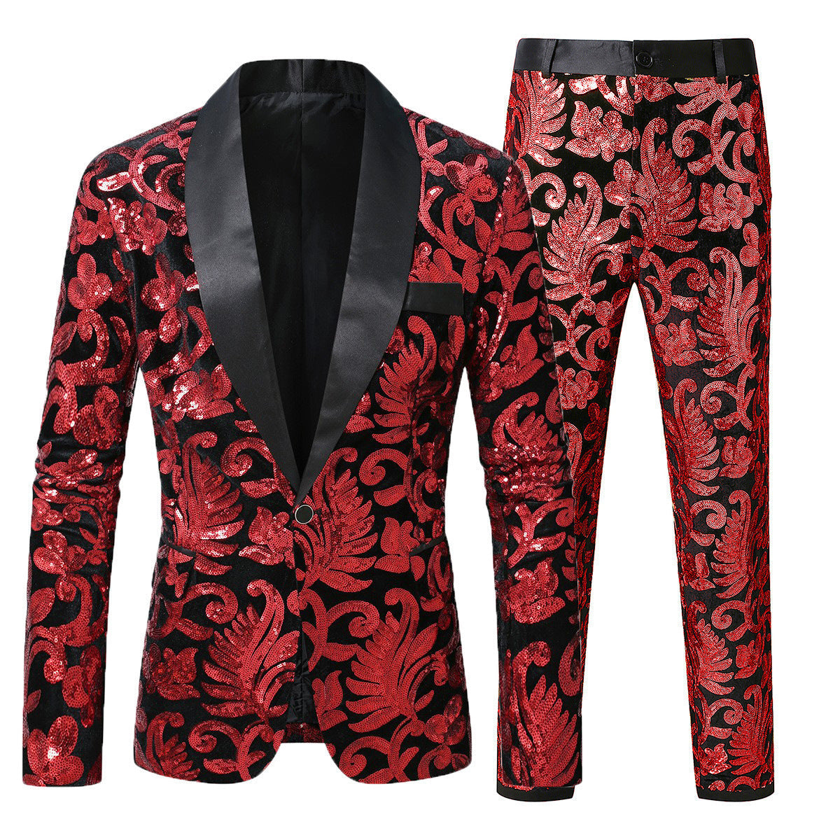 Herren Smoking Anzug Glitzernd Floral Design