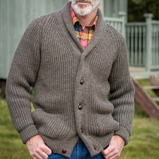 Herren Cardigan Grob Strick Modern V-Ausschnitt - IdealeKleiden