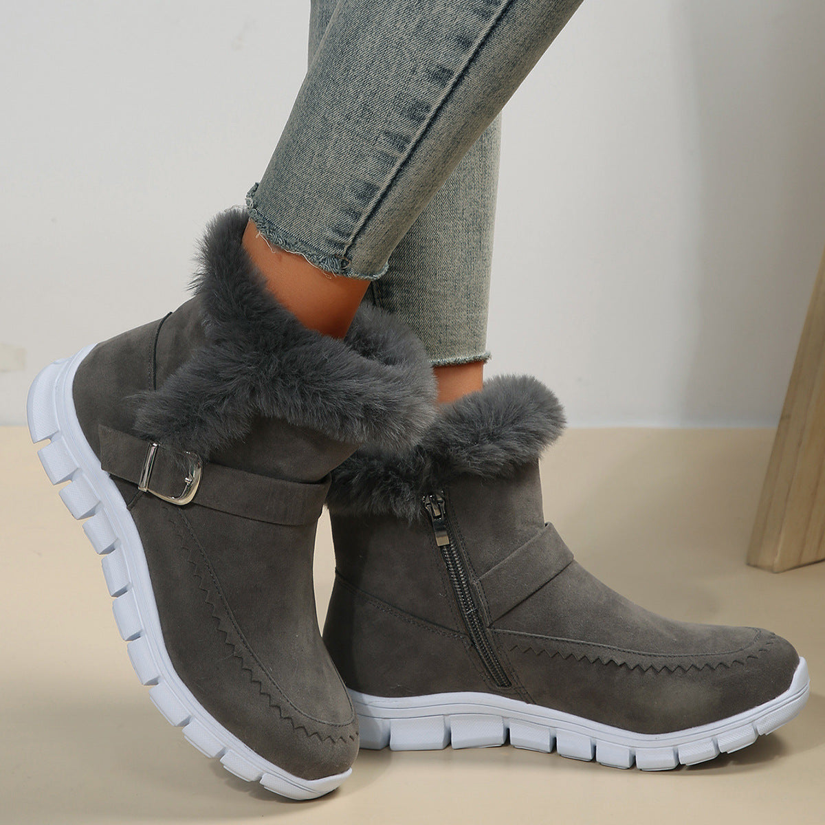 Damen Winterstiefel Weich Kunstfell Elegantes Design