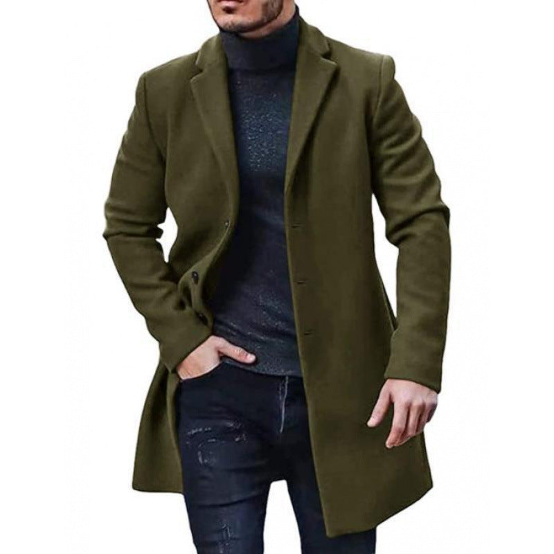 Herren Wollmantel Slim Fit Elegant Schwarz