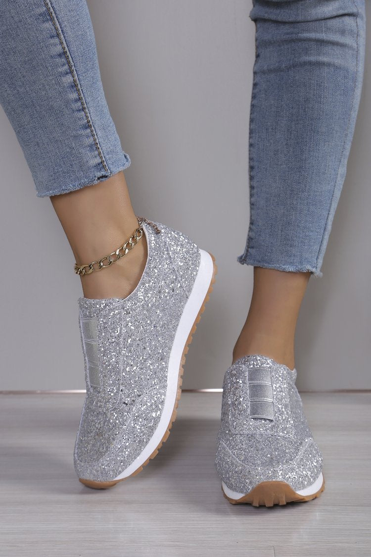 Damen Glitzer Schuhe Sneaker Elegant Chic