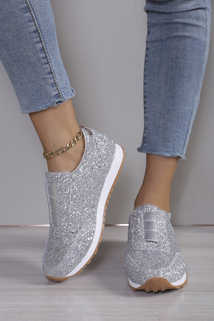 Damen Glitzer Schuhe Sneaker Elegant Chic
