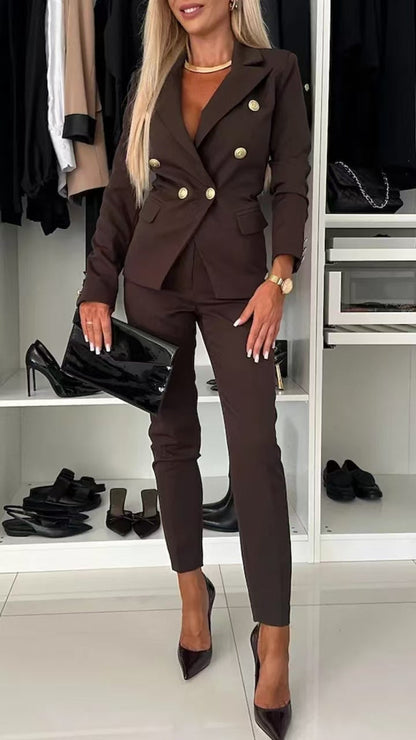 Modischer Blazer Slim Fit Doppelreiher Büroanzug