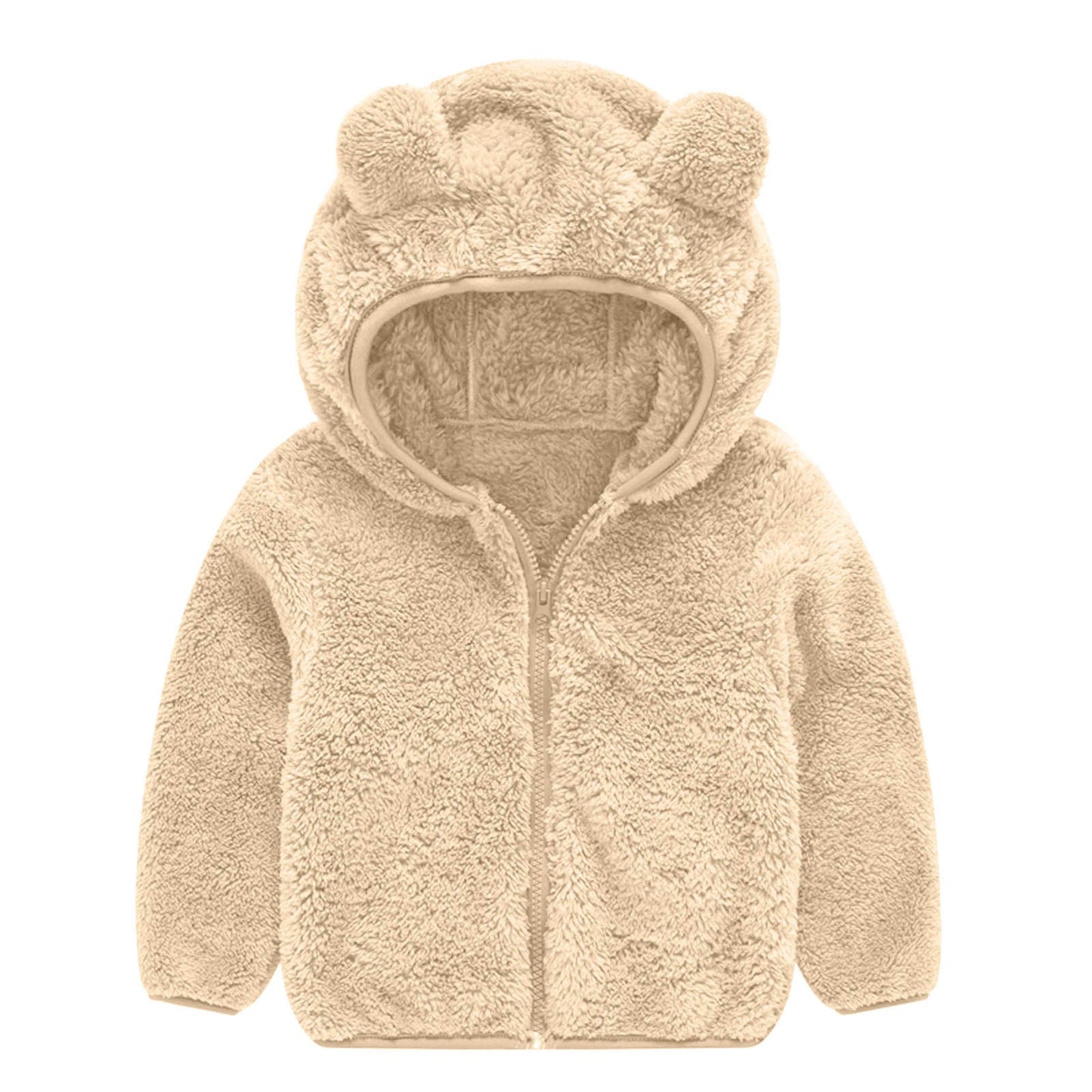 Damen Fleecejacke Bärenohren Mütze Warm Kuschelig