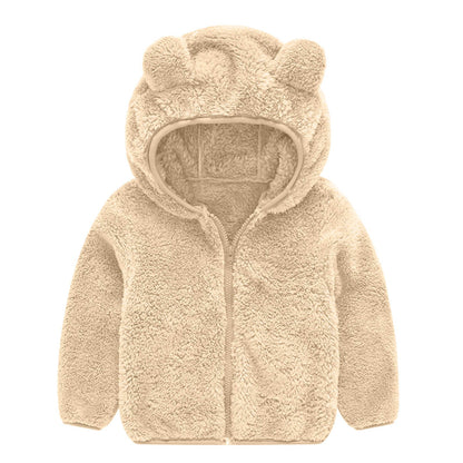 Damen Fleecejacke Bärenohren Mütze Warm Kuschelig
