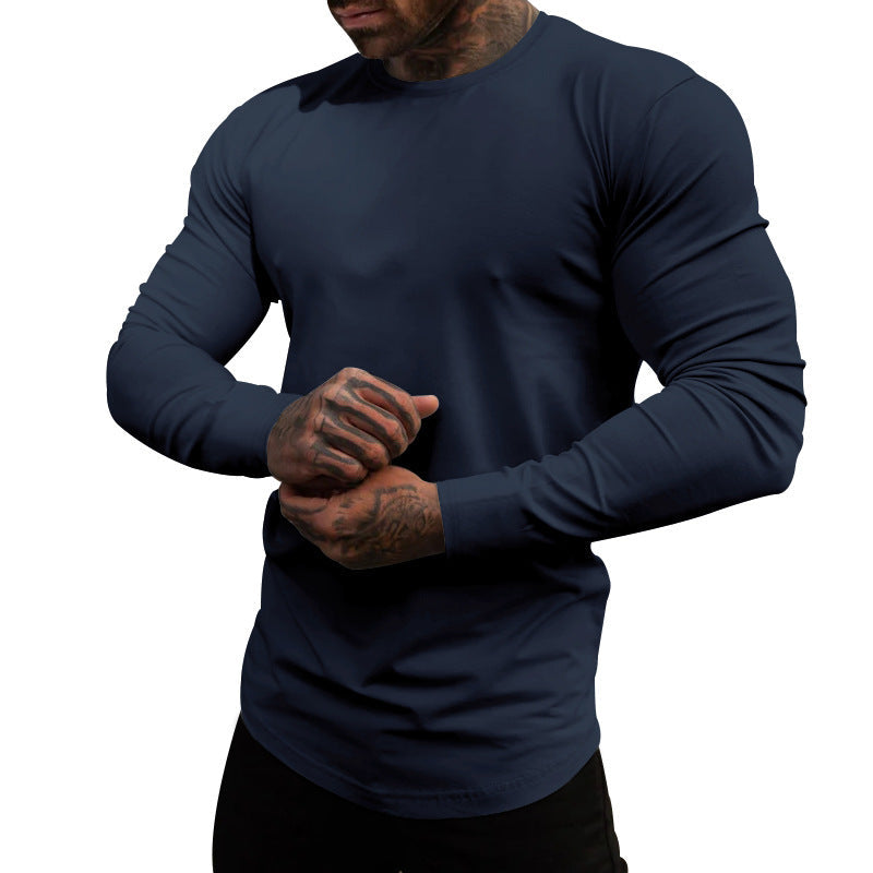 Herren Langarmshirt Weich Baumwolle Rundhals