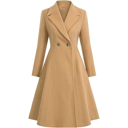 Damen Oversize Mantel Elegant Doppelter Knopf - IdealeKleiden