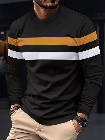 Herren Langarmshirt Sportlich Streifen Modisch