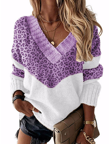 Damen stylischer Pullover Leopardenmuster Trendig