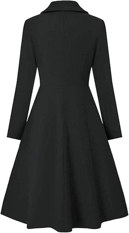 Damen Oversize Mantel Elegant Doppelter Knopf