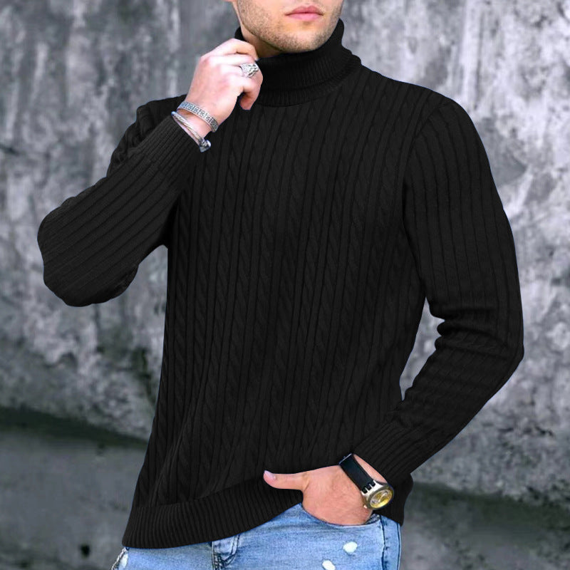 Herren Rollkragenpullover Elegantes Zopfmuster Design