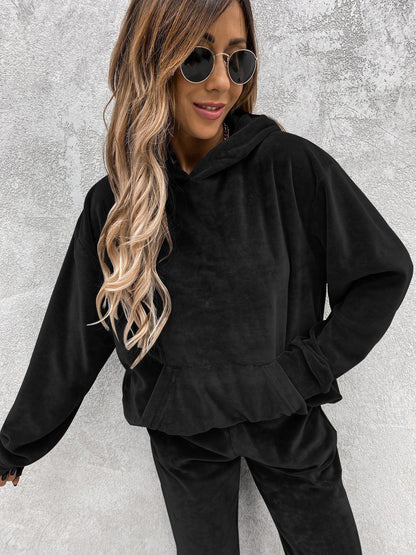Damen Fleece Set Weich Hochkragen Elastisch