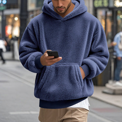 Großer Fleece Hoodie für Männer Bequem Modern Känguro Tasche
