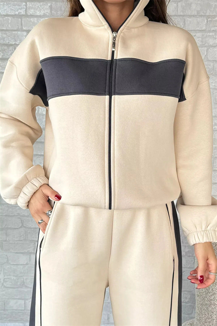 Damen Sportliches Loungewear Set mit Hochkragen und Reißverschluss