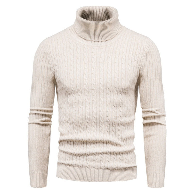 Herren Pullover Rollkragen Zopf Muster Elegante Mode