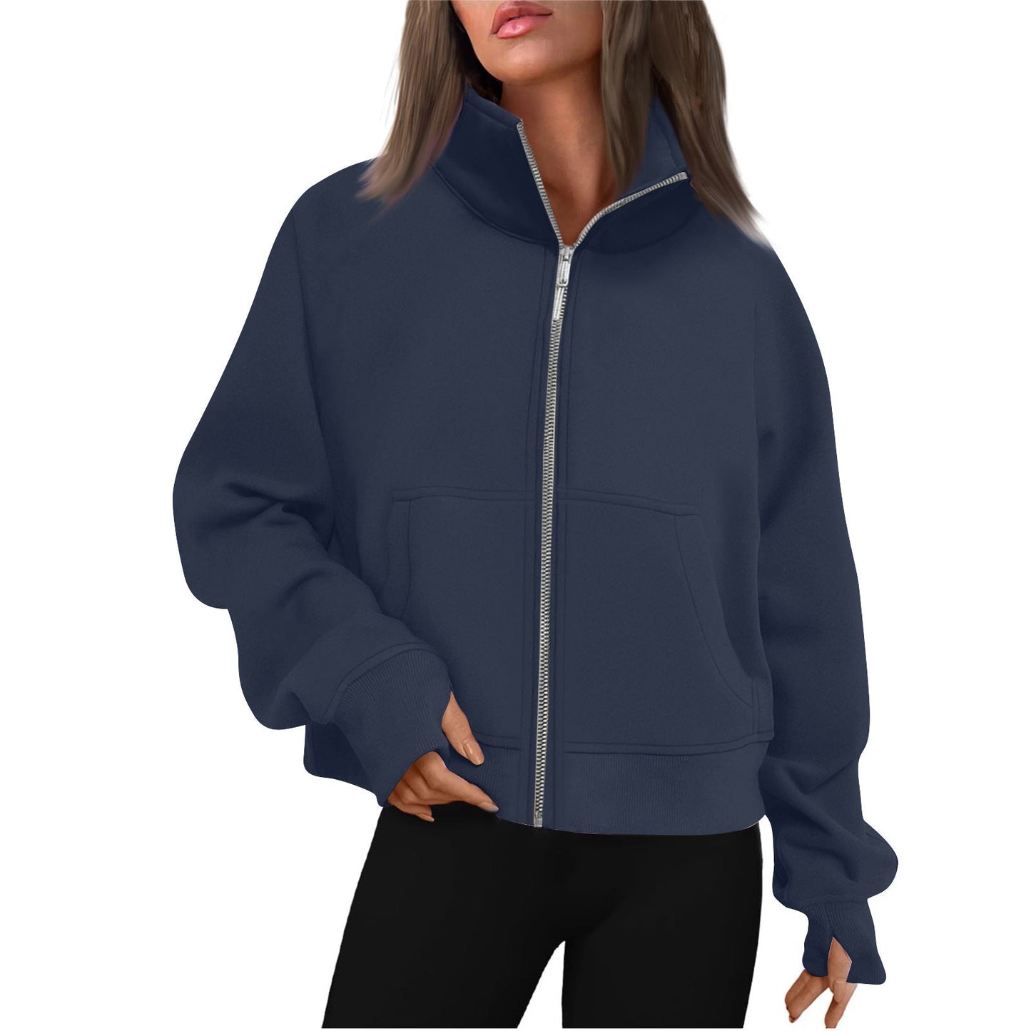 Damen Sweatjacke Bequem Hochkragen Style