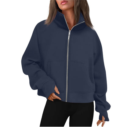 Damen Sweatjacke Bequem Hochkragen Style