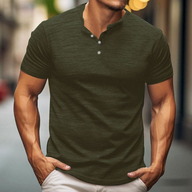 Herren T-Shirt Kurzarm Modern Knopfdesign