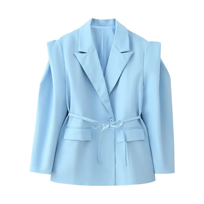 Damen Oversized BlazerJacke Elegant mit Gürtel