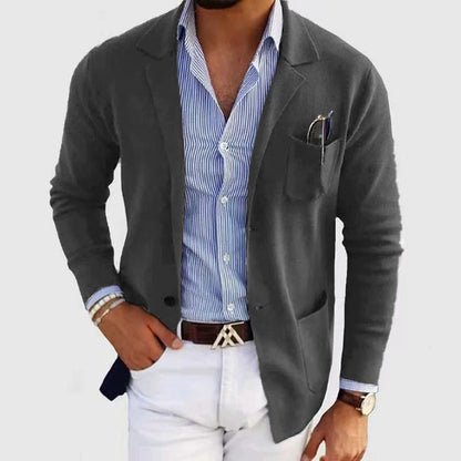 Herren Strickblazer Elegant Mit Praktischen Taschen