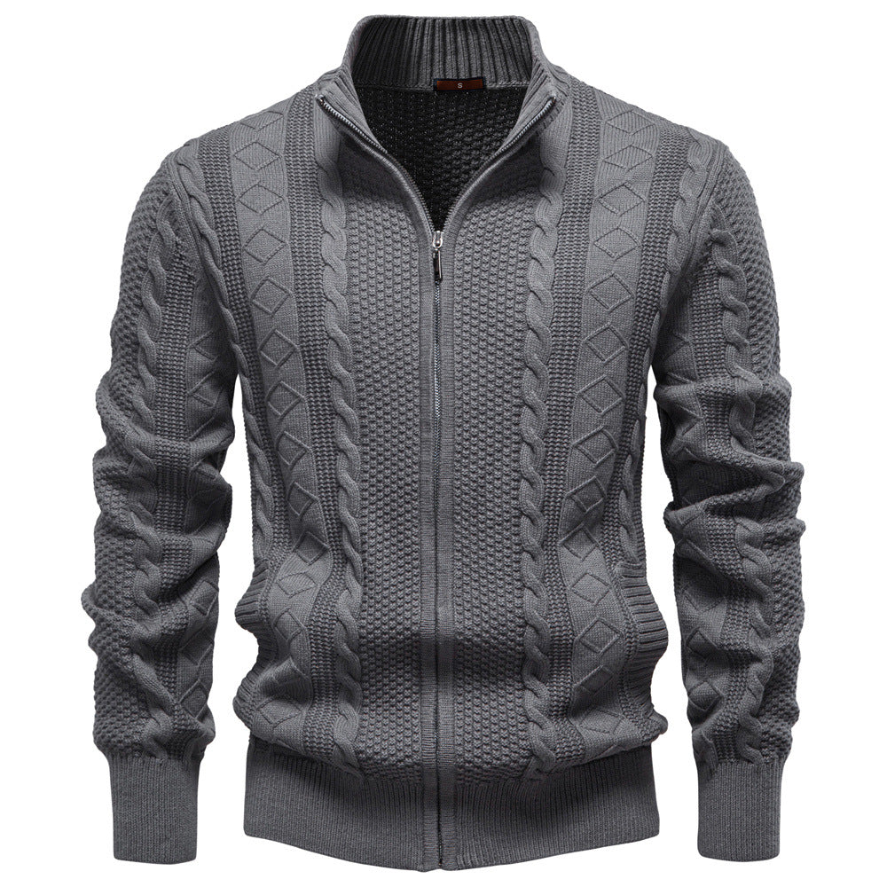 Herren Strickjacke Reißverschluss Strukturiert Modern