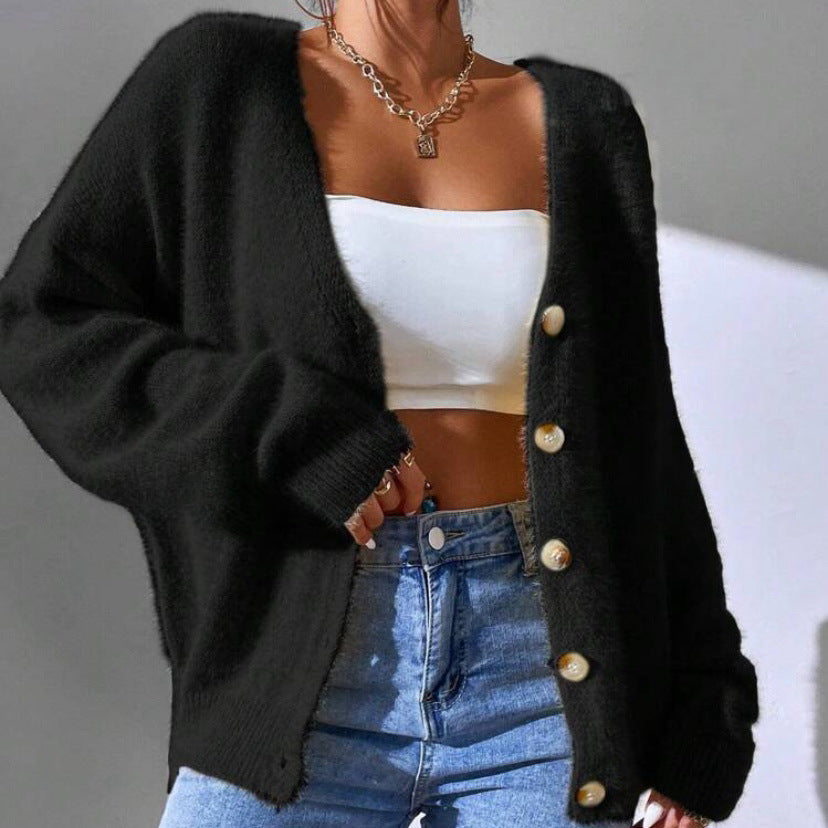 Damen Cardigan Weich Strick Lässig Gold