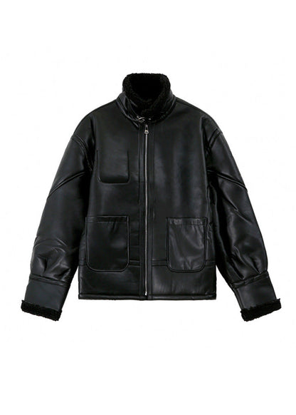Stylische Lederjacke Fliegerdesign