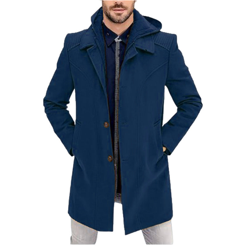 Herren Wintermantel Elegant Schwarz Modern