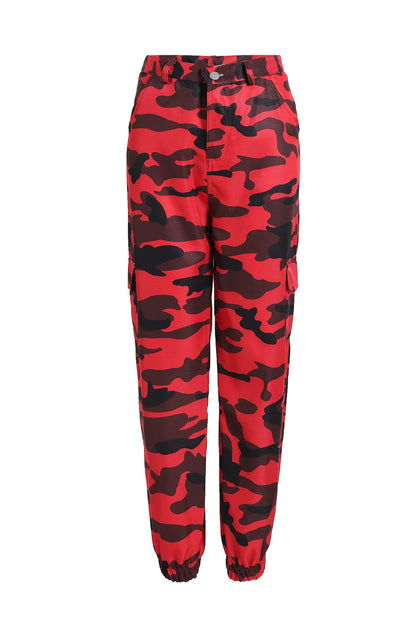 Damen Cargohose Camo-Style Praktisch Elastisch