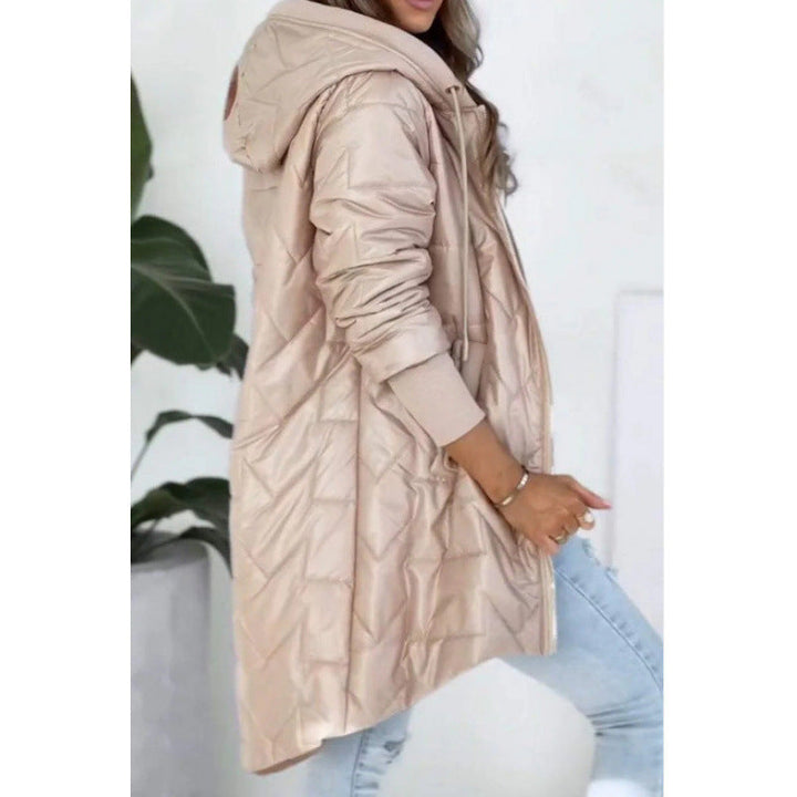 Damen Steppjacke Lässig Kapuze Große Taschen