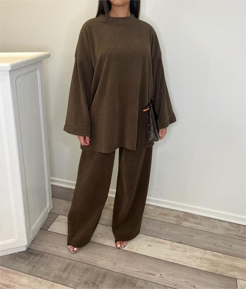 Damen Lounge-Set Weich Rippstrick Komfort