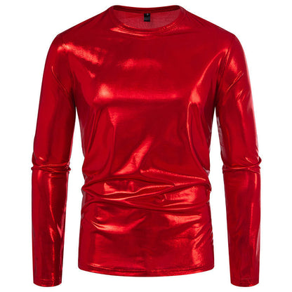 Herren Langarmshirt Glänzend Stretch Baumwolle