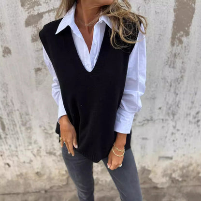 Damen Pullover Lässig V-Ausschnitt Casual Style - IdealeKleiden